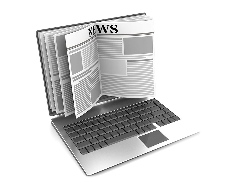News through a laptop screen