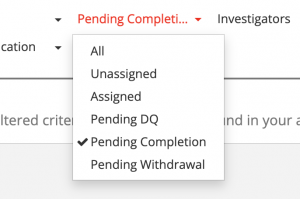 Pending Completion filter option