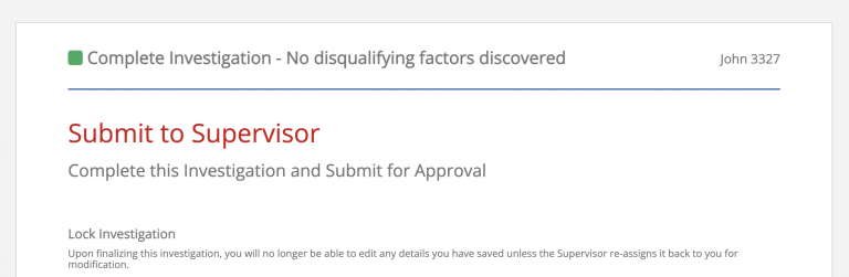 Submit to Supervisor finalization screen