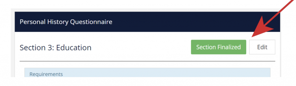 Section Finalized confirmation in the PHQ