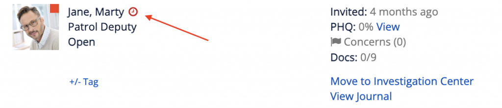 Applicant history clock icon