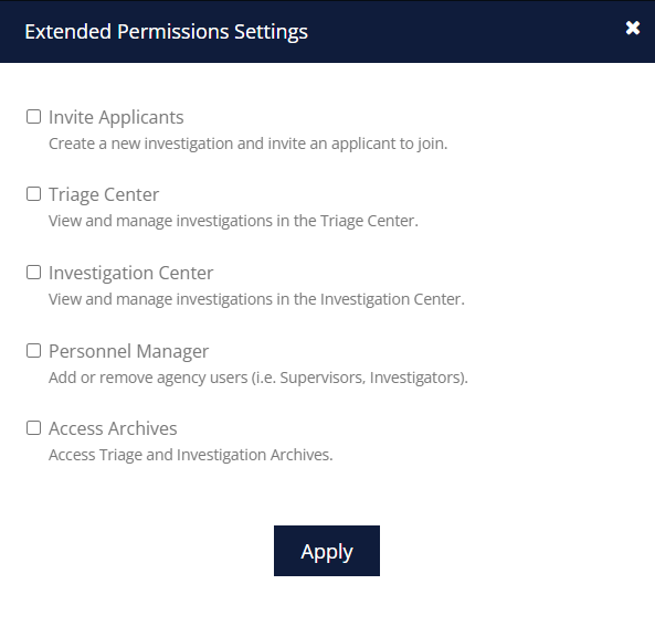 Agency extended permission settings